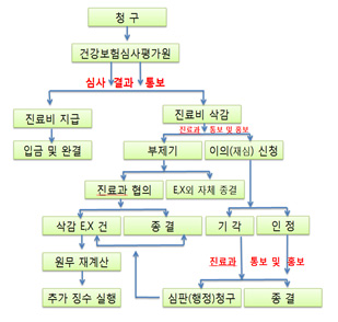 진료 진료비 청구 후 흐름도